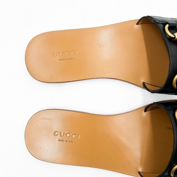 Gucci Varadero Fringe Sandals Horsebit Slides Black Size 37, 7 - Picture 10 of 15